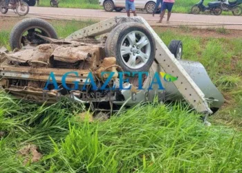 Empresário capota veículo com a esposa e filho de 2 anos, na BR-317