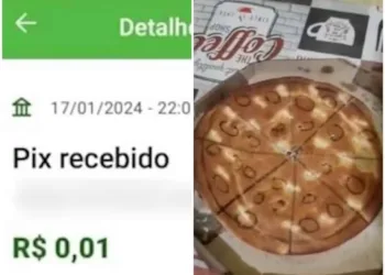 Pizzaria entrega pizza de papelão a cliente que fez Pix de um centavo e enviou comprovante falso
