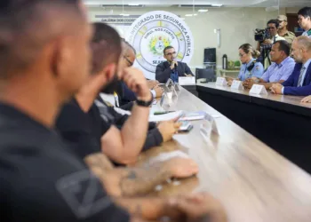 Todas as forças de segurança participaram da coletiva. Foto: Dhárcules Pinheiro/Sejusp
