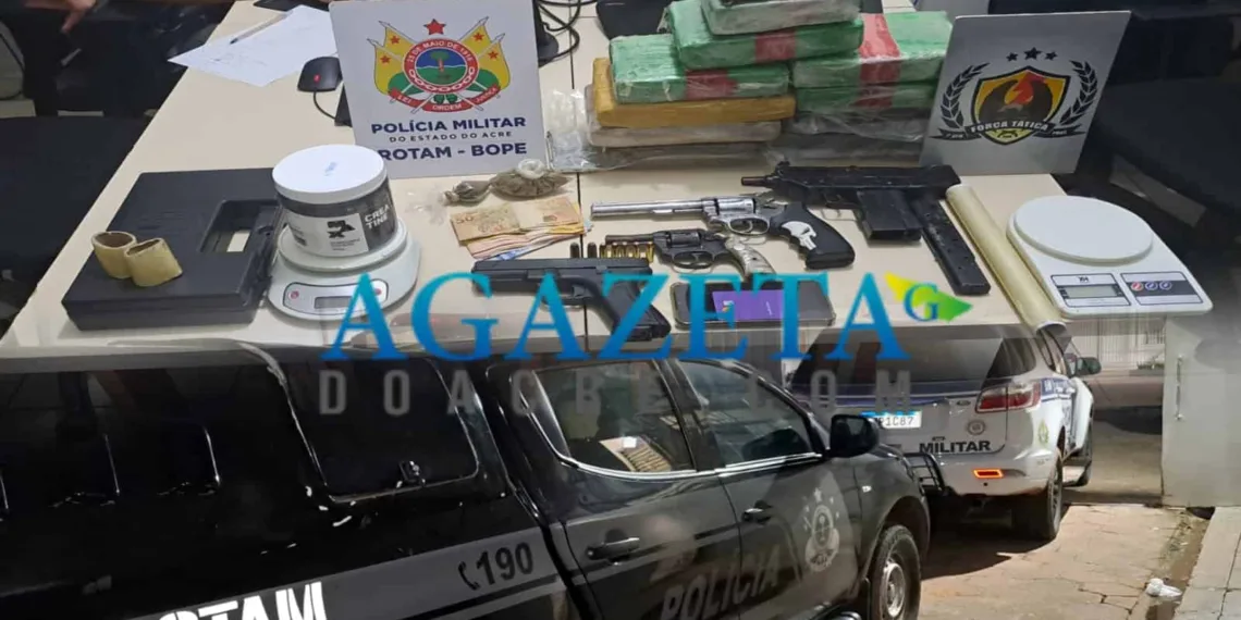 Homem é preso com metralhadora e mais de 11 quilos de drogas, em Rio Branco