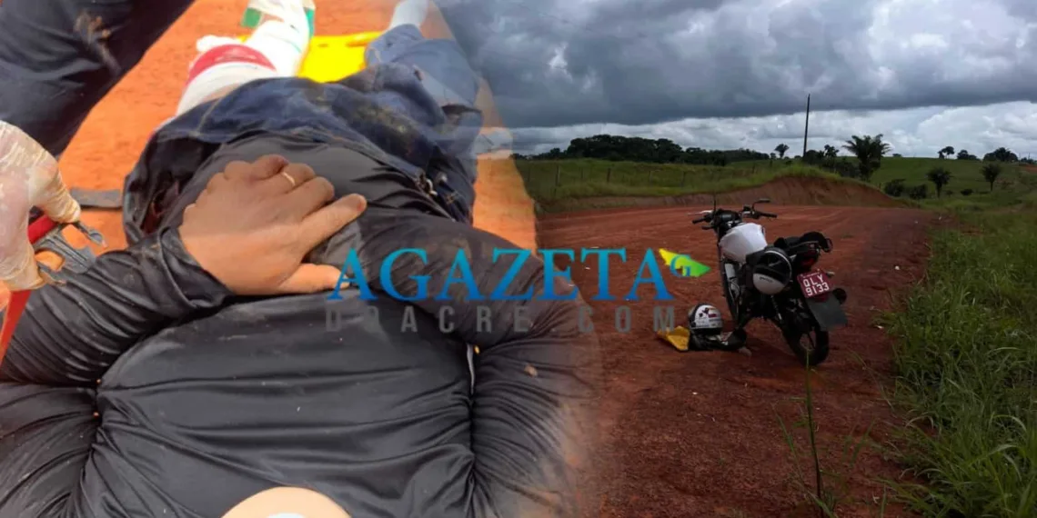 Motociclista fica ferido em colisão com caminhonete no interior do Acre