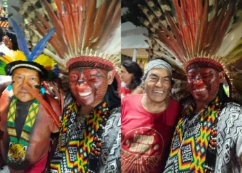 Ator indígena acreano desfila pela Salgueiro e exalta o 'Brasil do cocar' na Sapucaí
