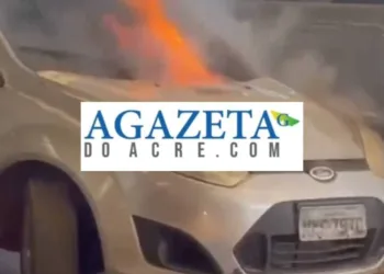 Carro pega fogo em estacionamento de supermercado na capital