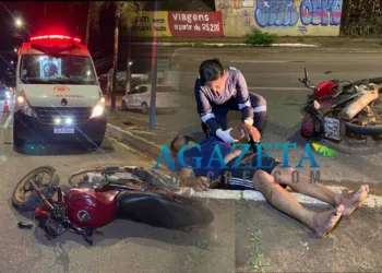 Acidente entre motociclistas deixa duas pessoas feridas em avenida movimentada de Rio Branco