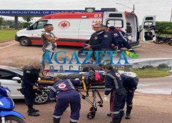 Acidente entre carro e moto deixa mulher ferida na BR-364 em Rio Branco