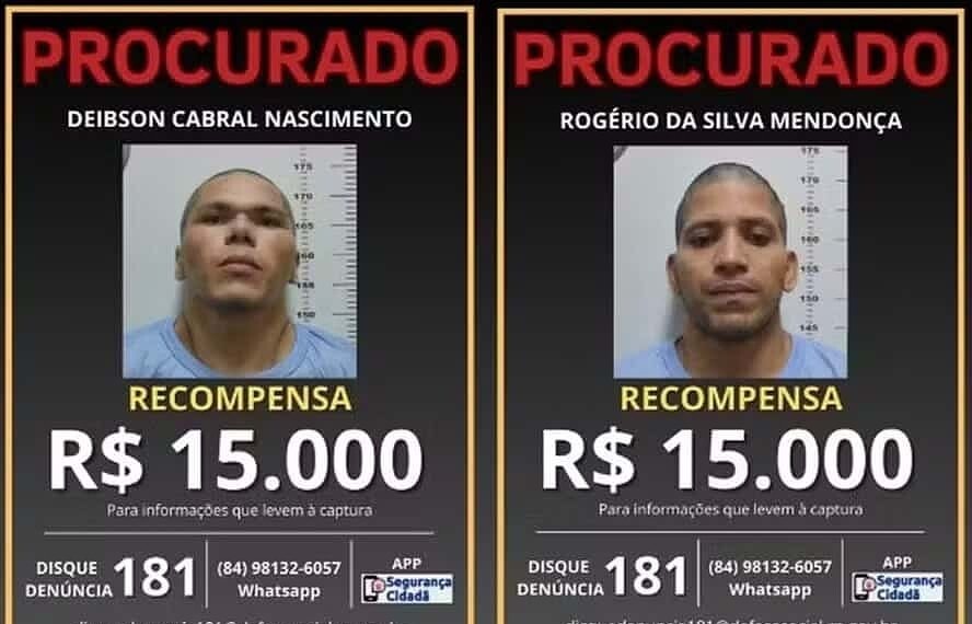 PF oferece recompensa de até R$ 30 mil por informações sobre detentos do Acre que fugiram de presídio federal