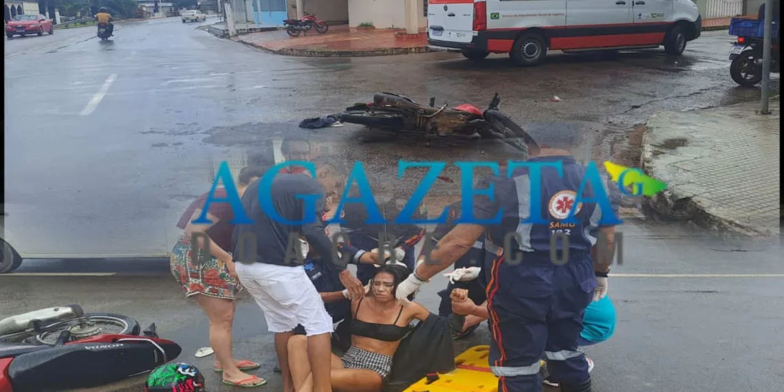 Colisão entre carro e moto deixa mulher ferida na Avenida Ceará