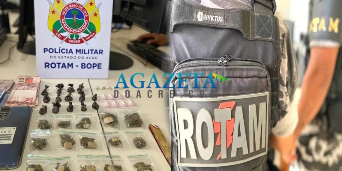 Polícia Militar prende dupla com maconha, cocaína e crack na capital