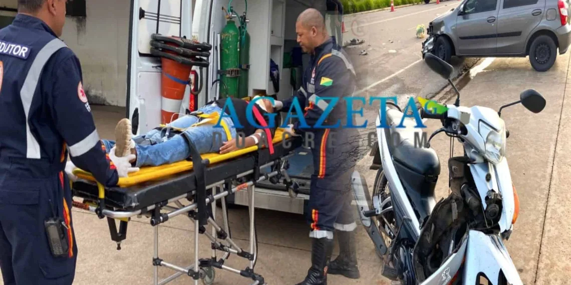 Colisão entre carro e moto deixa mulher ferida em Rio Branco