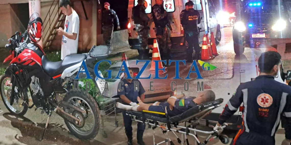Motociclista tem fratura exposta após colisão com carro em Rio Branco