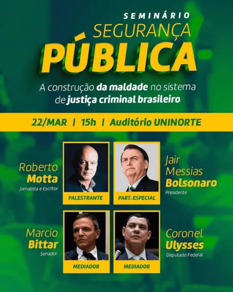Bolsonaro participa de seminário sobre segurança pública em Rio Branco