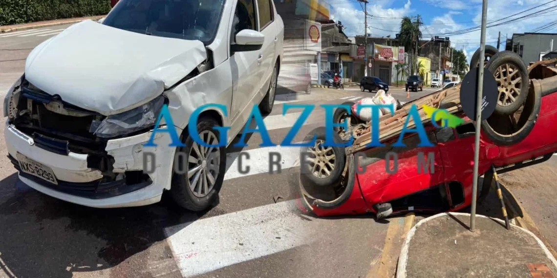 Empresário capota carro após colisão violenta em Rio Branco