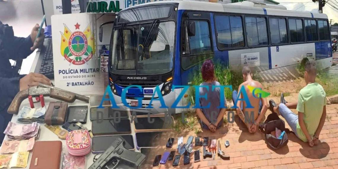 Trio armado anuncia assalto em ônibus de Rio Branco, rende motorista e rouba passageiros