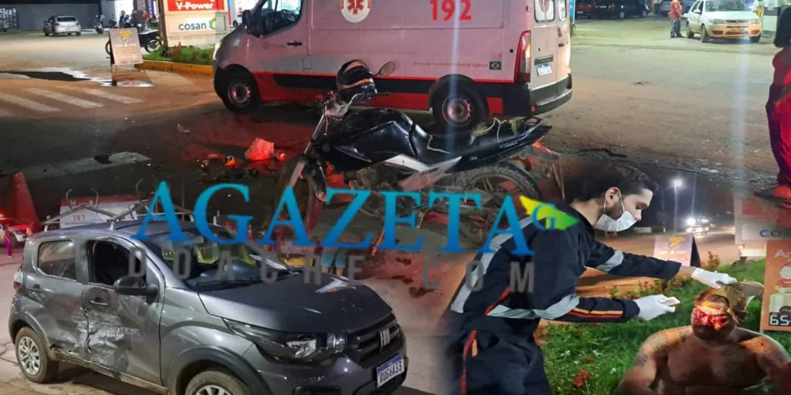 Motoqueiro sofre trauma ocular após acidente com carro em Rio Branco