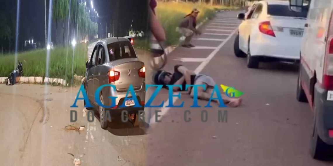 Motociclista é arremessado durante colisão violenta em Rio Branco; veja as imagens