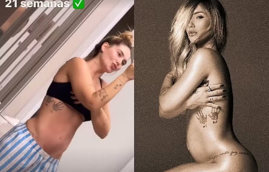 Virginia Fonseca divide com os seguidores a evolução da gestação do terceiro filho — Foto: Reprodução/Instagram e Lufre/Reprodução/Instagram