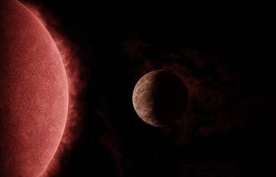 Ilustração do exoplaneta SPECULOOS-3 b orbitando sua estrela anã vermelha — Foto: NASA/JPL-Caltech
