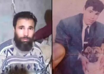 À esquerda, imagem do homem após ser resgatado; à direita, uma fotografia anterior ao seu desaparecimento — Foto: Reprodução/Via BBC