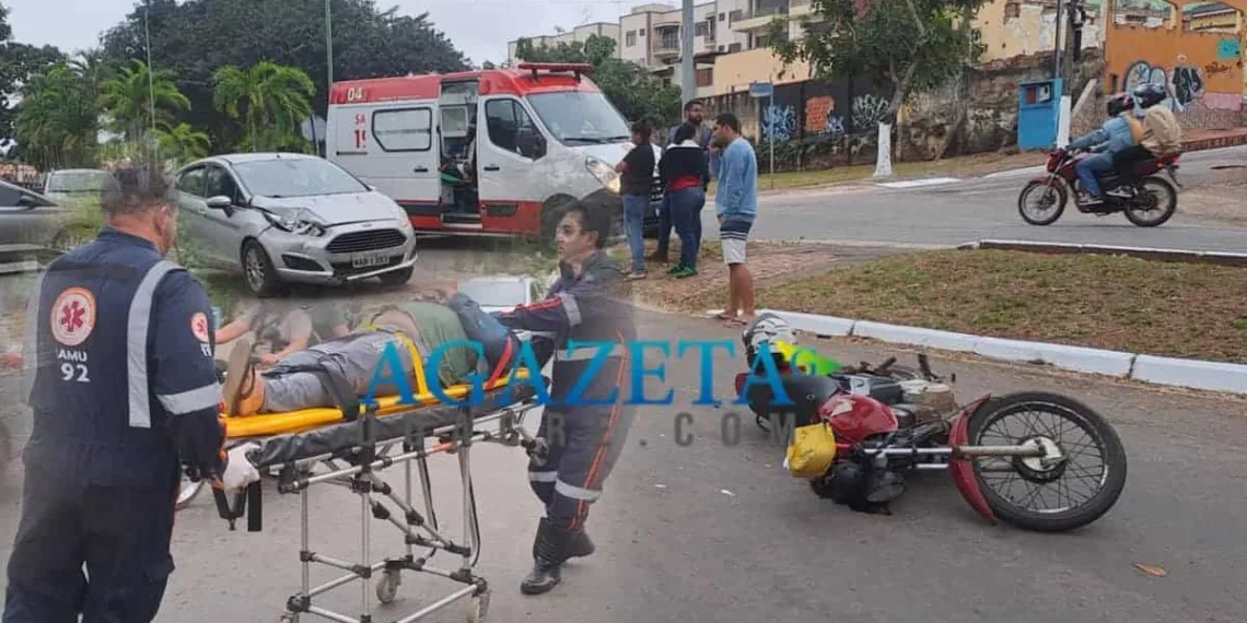 Colisão entre carro e moto deixa motociclista com dedo do pé dilacerado