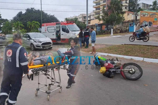 Colisão entre carro e moto deixa motociclista com dedo do pé dilacerado