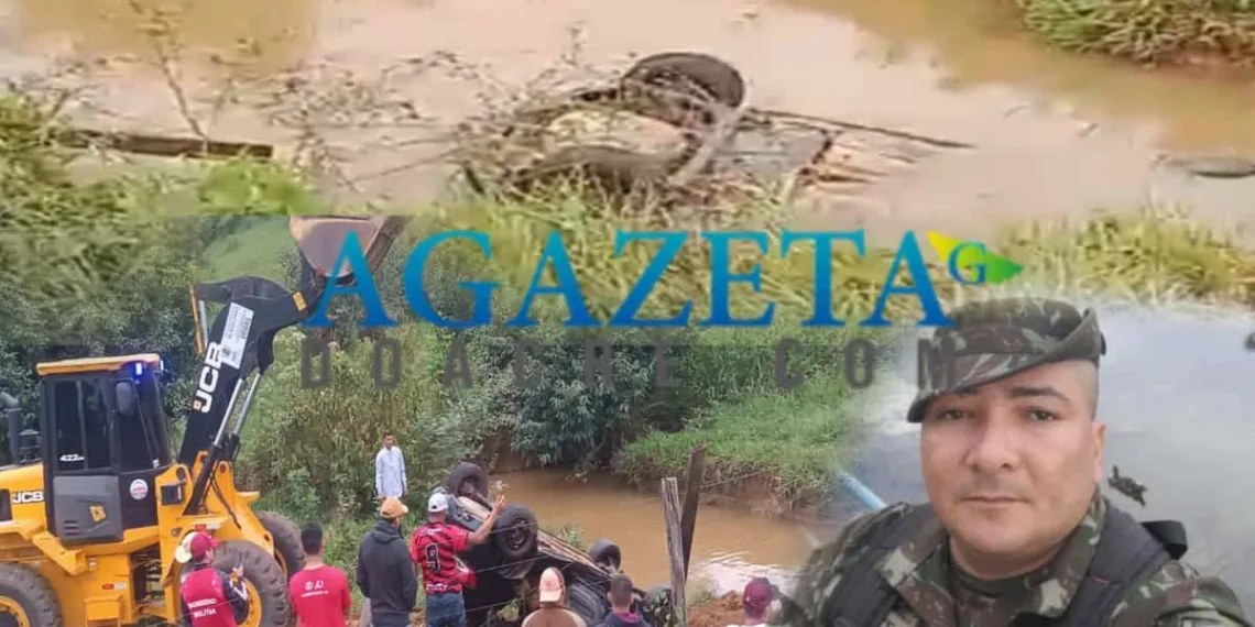 Vídeo mostra carro tombado em córrego; militar que conduzia veículo morreu