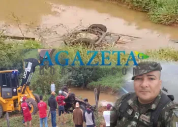 Vídeo mostra carro tombado em córrego; militar que conduzia veículo morreu