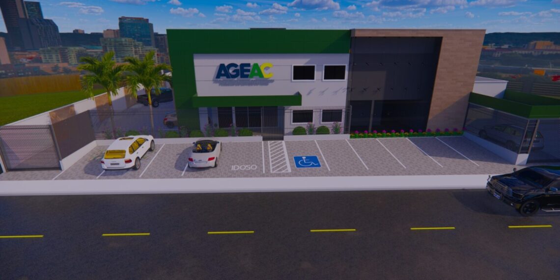 Imagem em 3D do projeto de construção da nova sede da Ageac em Rio Branco. Foto: Ascom/Deracre