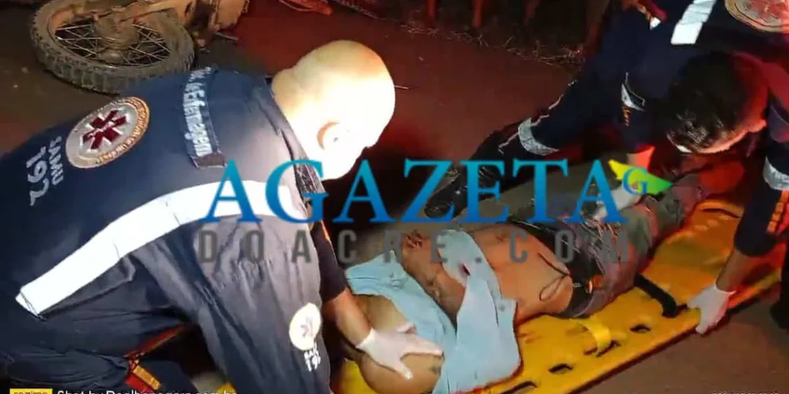 Motociclista sofre traumatismo craniano após passar em buraco e perder o contro da moto no Acre