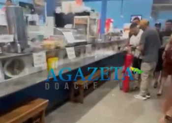 Princípio de incêndio em mercado no Bosque deixa mulher com 80% do corpo queimado; Veja vídeo