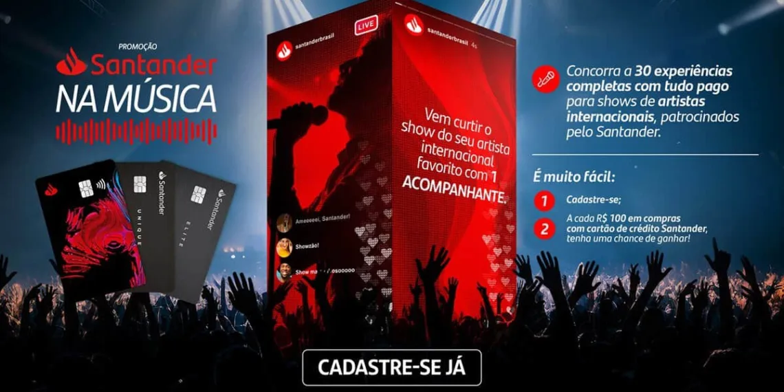 Acreanos podem concorrer a experiências completas para shows de artistas internacionais em parceria com o Santander