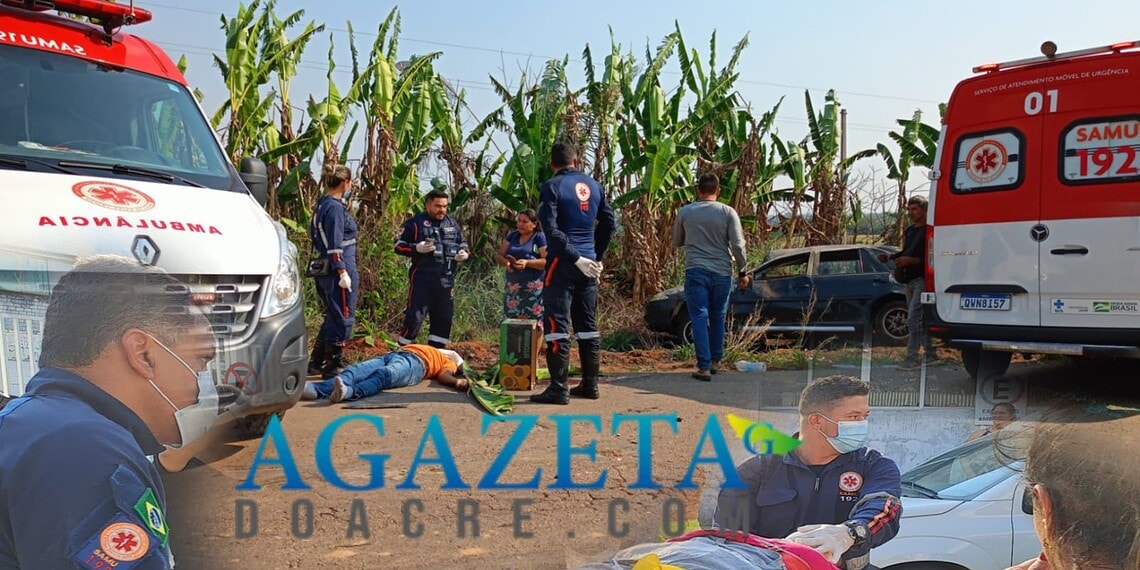 Carro capota na Transacreana, motorista é arremessado e morre; mulher e criança ficam feridas