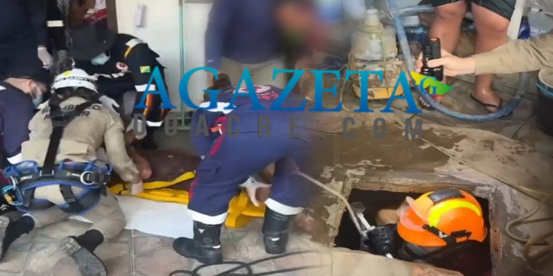 Homem cai de uma altura de 12 metros enquanto trabalhava em poço artesiano