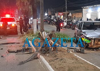 Motorista sem CNH perde controle de carro e bate contra palmeira na Avenida Amadeu Barbosa