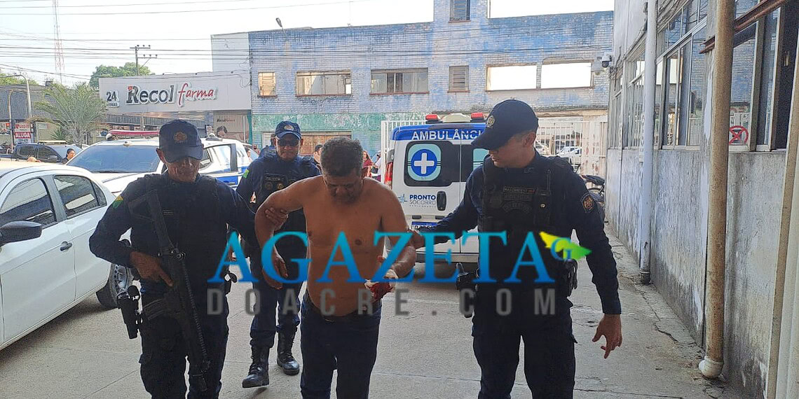 Homem é preso em flagrante após agredir mulher e esfaquear cunhada em Rio Branco