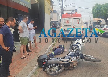 Colisão entre motocicletas deixa um dos pilotos ferido, em Rio Branco
