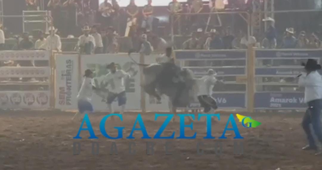 Finalista de montaria em touros na Expoacre é pisoteado por boi durante a competição