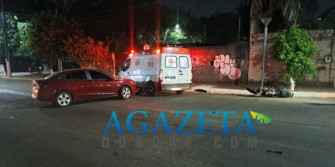 Motociclista fica ferido após ser atingido por carro de aplicativo em Rio Branco
