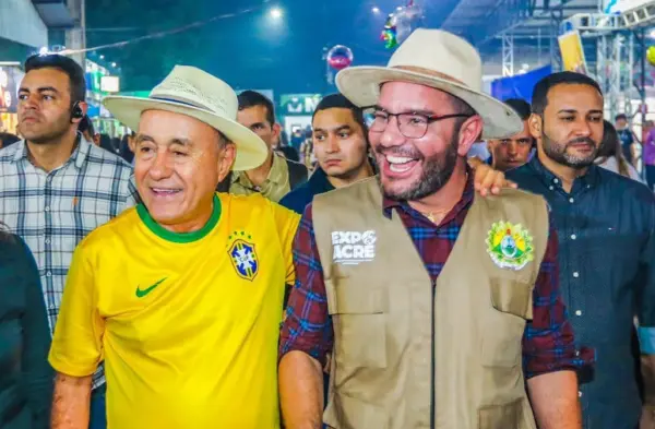 Ao lado de Gladson Cameli, Bocalom é recebido com festa na penúltima noite de Expoacre