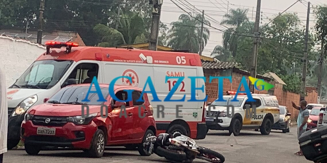 Motociclista sofre fraturas em colisão frontal com carro e é encaminhado ao Pronto-Socorro de Rio Branco