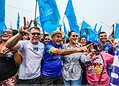 Militância 22 lota sede de emissora para receber Bocalom no primeiro debate