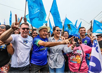 Militância 22 lota sede de emissora para receber Bocalom no primeiro debate