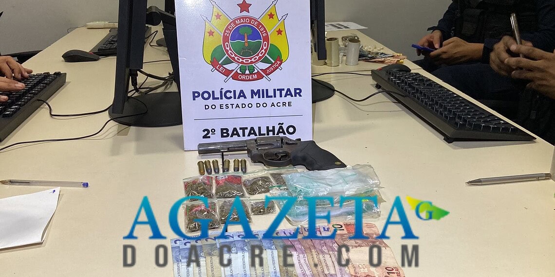Força Tática da polícia prende membro de facção criminosa com arma roubada e drogas em Rio Branco