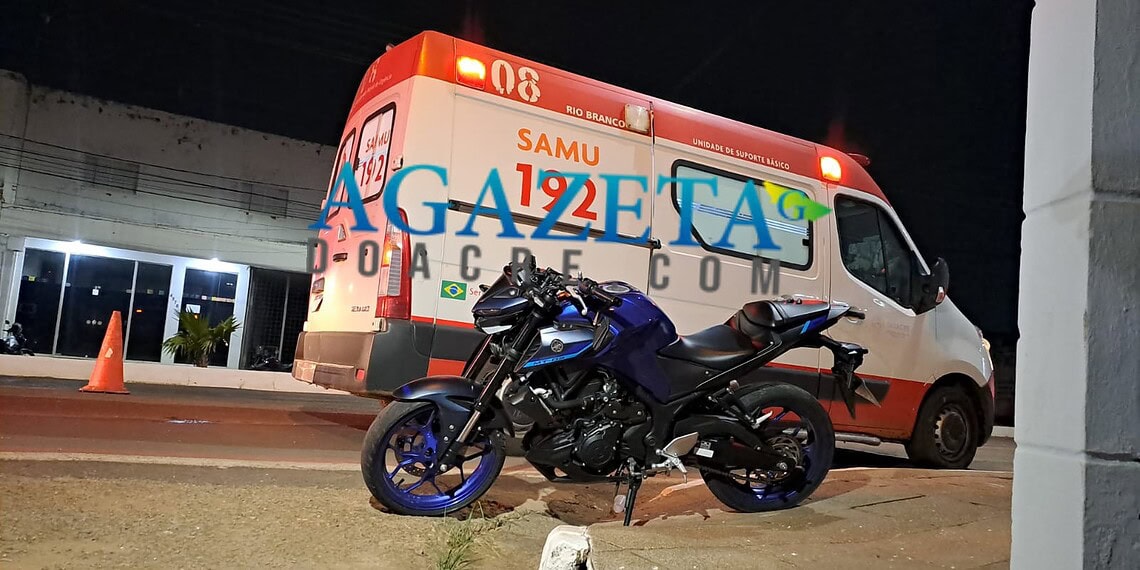 Motociclista perde controle após ser fechado por carro e colide contra muro em Rio Branco