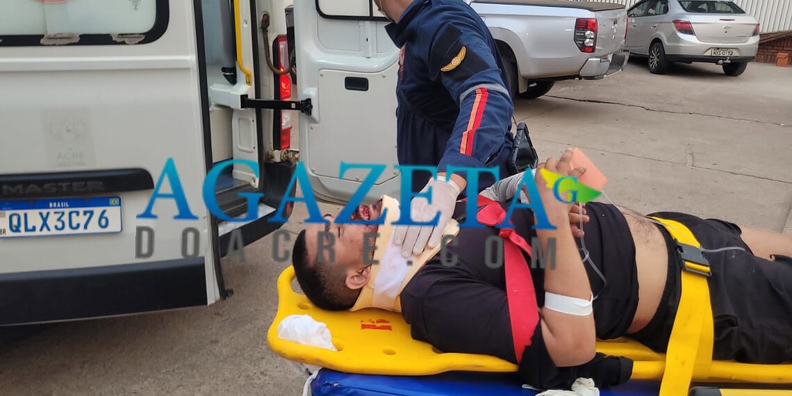 Motociclista perde o controle em curva e é encaminhado ao Pronto-Socorro com fraturas em Rio Branco