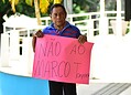 Povos indígenas do Acre se reúnem em frente à Aleac contra PEC do Marco Temporal