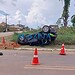 Carro fica com as quatro rodas para cima em acidente no interior do Acre