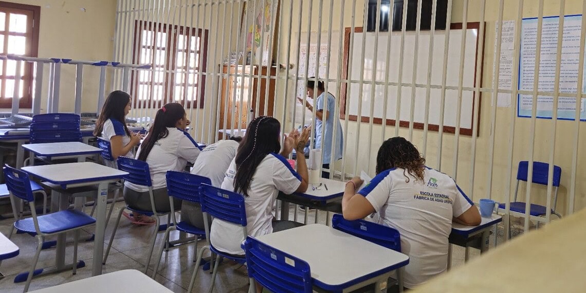 Detentas do Presídio Feminino de Rio Branco durante aulas. Foto: Zayra Amorim/Iapen