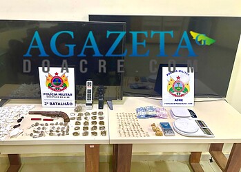 PM apreende arma, drogas e produtos roubados no 2º Distrito de Rio Branco
