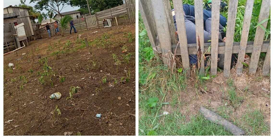Equipe da Polícia Civil realiza perícia e coleta de evidências no local onde o corpo foi encontrado em Sena Madureira. Fotos: cedidas.