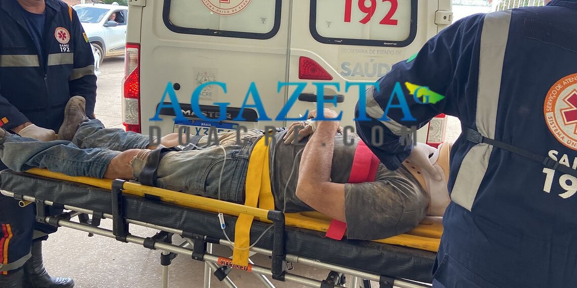 Idoso de 62 anos sofre acidente de trabalho após cair de telhado e é socorrido em Rio Branco